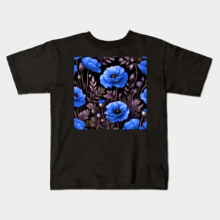 Poppy Flowers on Black Kids T-Shirt